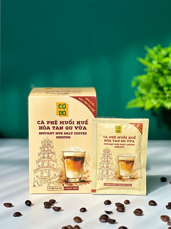 Hộp 10 Gói Cà Phê Muối Huế Hoà Tan Cố Đô - Gu Vừa (180g)